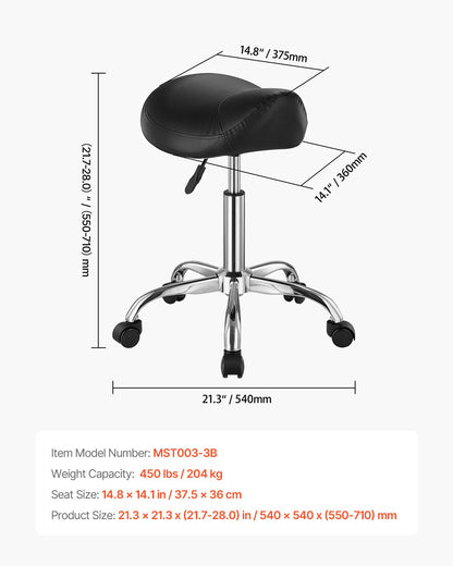 Saddle Rolling Stool, PU Leather Rolling Stool with Wheels, 360 degrees Swivel Drafting Stool with Thickened V952-MADHSJSMADWK1IEB9V0