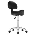 Saddle Rolling Stool, PU Leather Rolling Stool with Backrest, 360 degrees Swivel Drafting Stool with V952-MADHSJSMADYKGSSYWV0