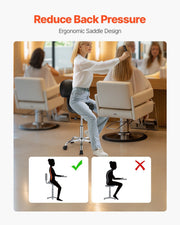 Saddle Rolling Stool, PU Leather Rolling Stool with Backrest, 360 degrees Swivel Drafting Stool with V952-MADHSJSMADYKGSSYWV0