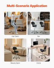 Saddle Rolling Stool, PU Leather Rolling Stool with Backrest, 360 degrees Swivel Drafting Stool with V952-MADHSJSMADYKGSSYWV0