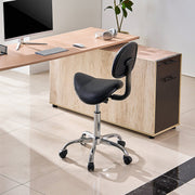 Saddle Rolling Stool, PU Leather Rolling Stool with Backrest, 360 degrees Swivel Drafting Stool with V952-MADHSJSMADYKGSSYWV0