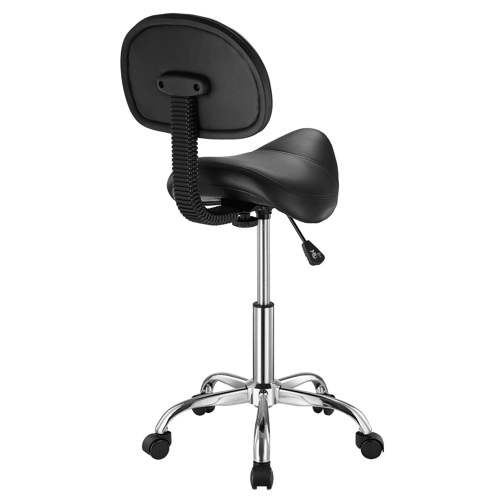 Saddle Rolling Stool, PU Leather Rolling Stool with Backrest, 360 degrees Swivel Drafting Stool with V952-MADHSJSMADYKGSSYWV0