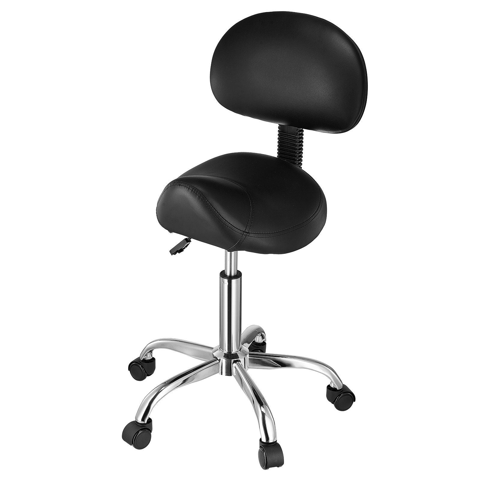 Saddle Rolling Stool, PU Leather Rolling Stool with Backrest, 360 degrees Swivel Drafting Stool with V952-MADHSJSMADYKGSSYWV0