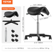 Saddle Stool with Wheels, 400 LBS Weight Capacity Ergonomic Rolling Saddle Stool, Height Adjustable Thickened V952-MADHSNLMADWKR2KEMV0