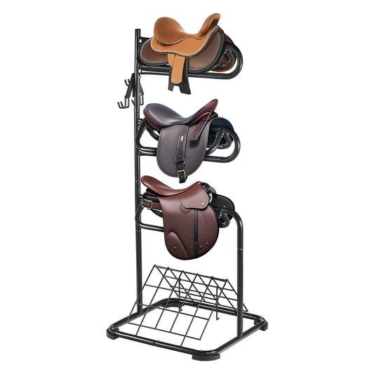 Freestanding Saddle Stand, 30 x 30 x 68.5 in, 3 Tiers Saddle Rack, Heavy Duty Saddle Blanket Holder with V952-MAJLS3030685HTNTLV0