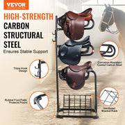 Freestanding Saddle Stand, 30 x 30 x 68.5 in, 3 Tiers Saddle Rack, Heavy Duty Saddle Blanket Holder with V952-MAJLS3030685HTNTLV0