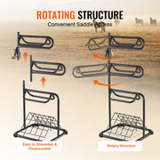 Freestanding Saddle Stand, 30 x 30 x 68.5 in, 3 Tiers Saddle Rack, Heavy Duty Saddle Blanket Holder with V952-MAJLS3030685HTNTLV0