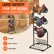 Freestanding Saddle Stand, 30 x 30 x 68.5 in, 3 Tiers Saddle Rack, Heavy Duty Saddle Blanket Holder with V952-MAJLS3030685HTNTLV0