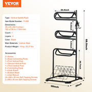 Freestanding Saddle Stand, 30 x 30 x 68.5 in, 3 Tiers Saddle Rack, Heavy Duty Saddle Blanket Holder with V952-MAJLS3030685HTNTLV0