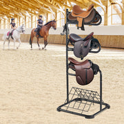 Freestanding Saddle Stand, 30 x 30 x 68.5 in, 3 Tiers Saddle Rack, Heavy Duty Saddle Blanket Holder with V952-MAJLS3030685HTNTLV0
