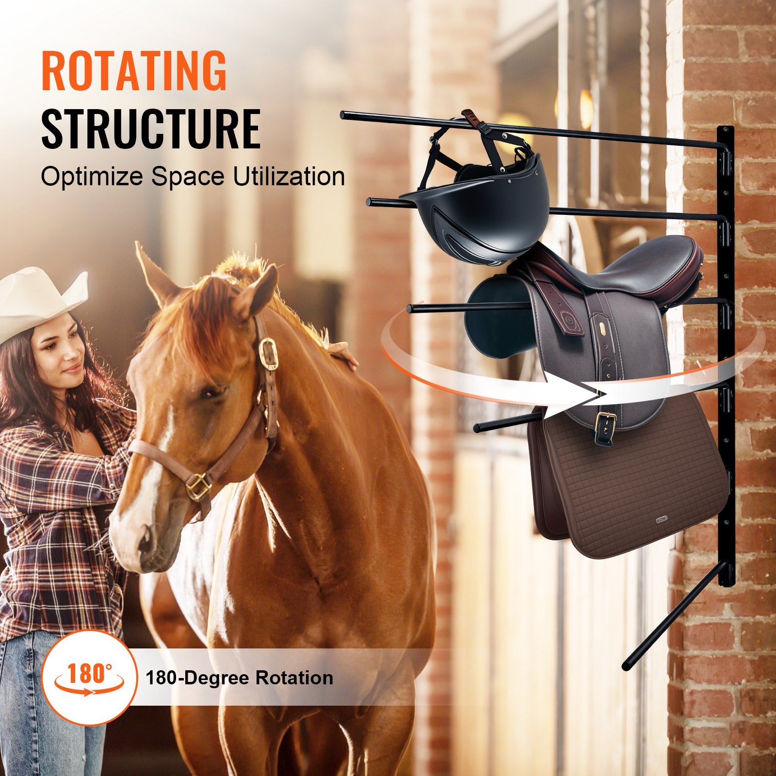 Wall Mounted Saddle Rack, 30.9 x 29.9 x 5.5 in, Swing Out Saddle Holder, Six Tiers Horse Saddle Stand, Space V952-MAJWBSXXLC30M0FEBV0