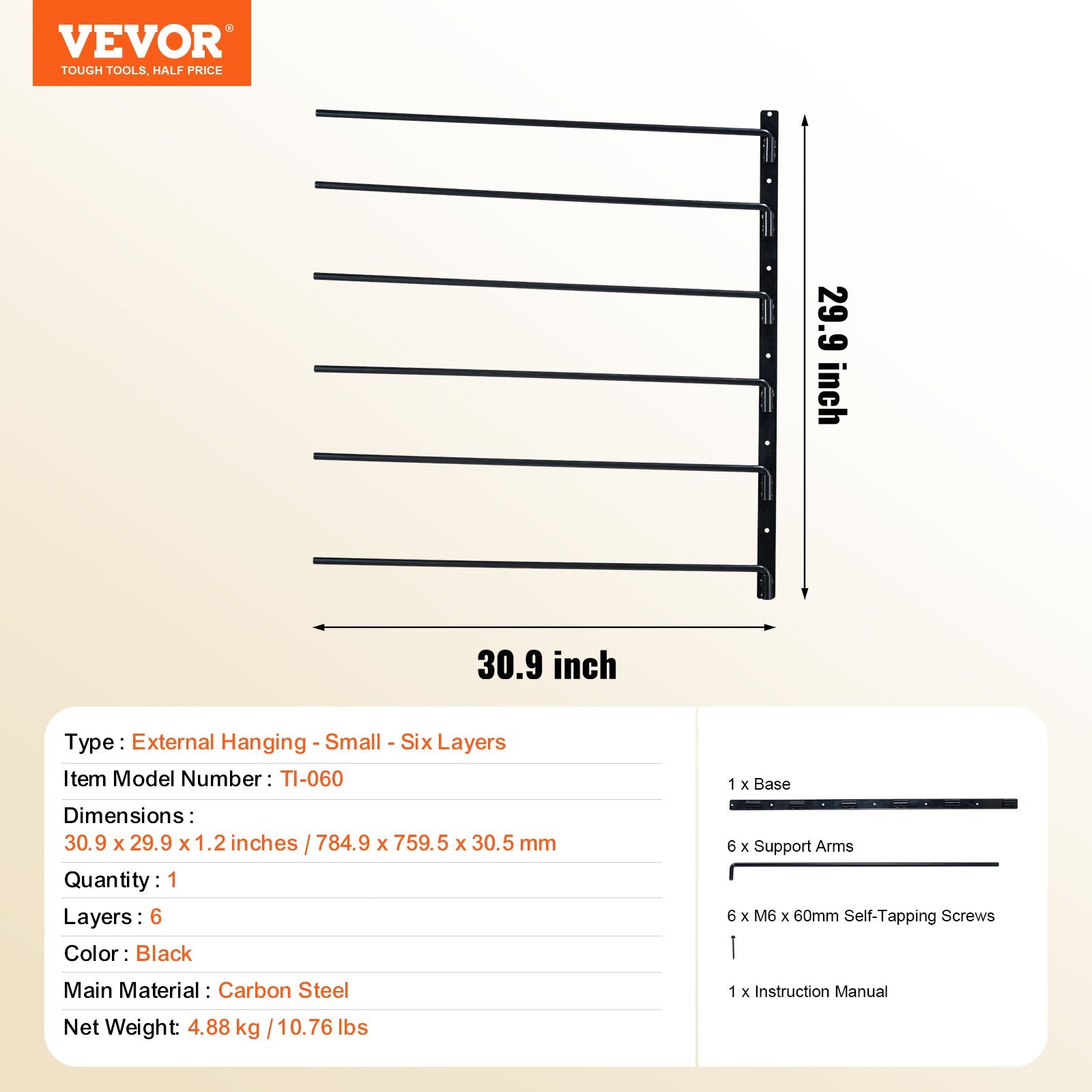 Wall Mounted Saddle Rack, 30.9 x 29.9 x 5.5 in, Swing Out Saddle Holder, Six Tiers Horse Saddle Stand, Space V952-MAJWBSXXLC30M0FEBV0