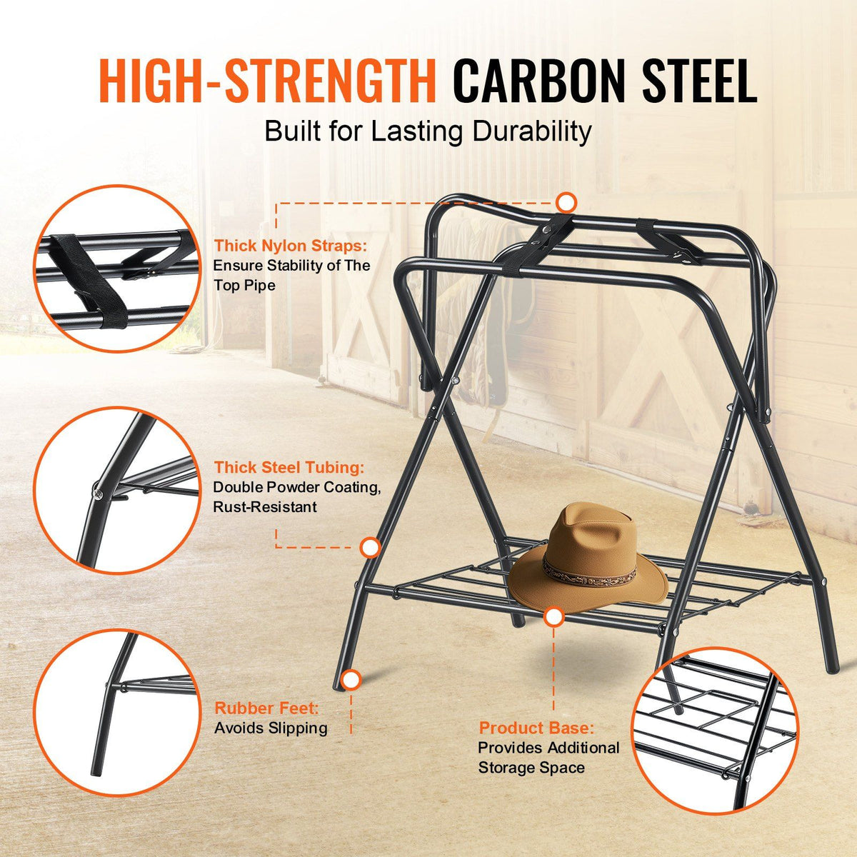 Folding Saddle Rack, 28 x 19 x 37.5 in, Freestanding Horse Saddle Stand, Portable Horse Blanket Holder, Heavy V952-MAJXXZDK2819D0WM3V0
