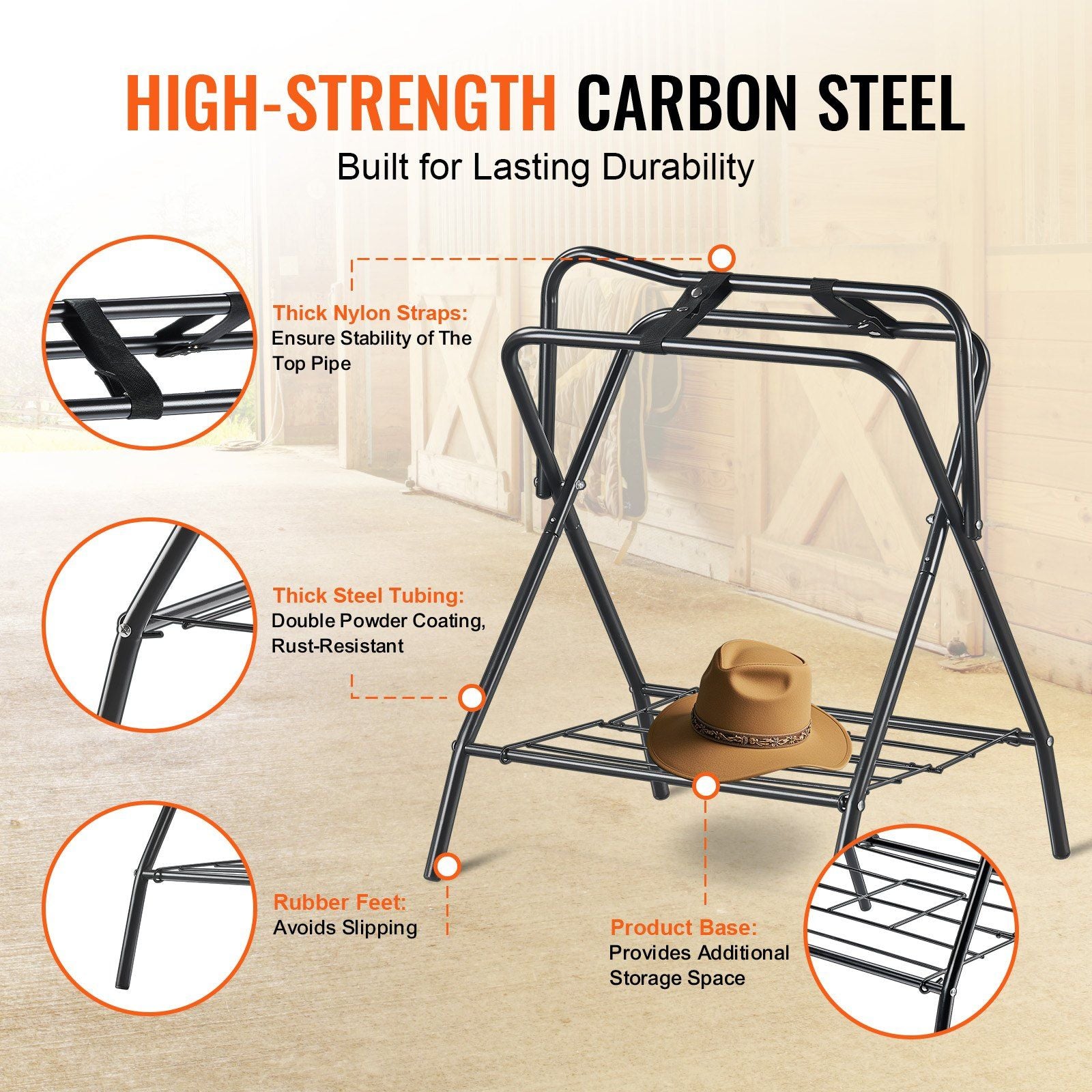 Folding Saddle Rack, 28 x 19 x 37.5 in, Freestanding Horse Saddle Stand, Portable Horse Blanket Holder, Heavy V952-MAJXXZDK2819D0WM3V0