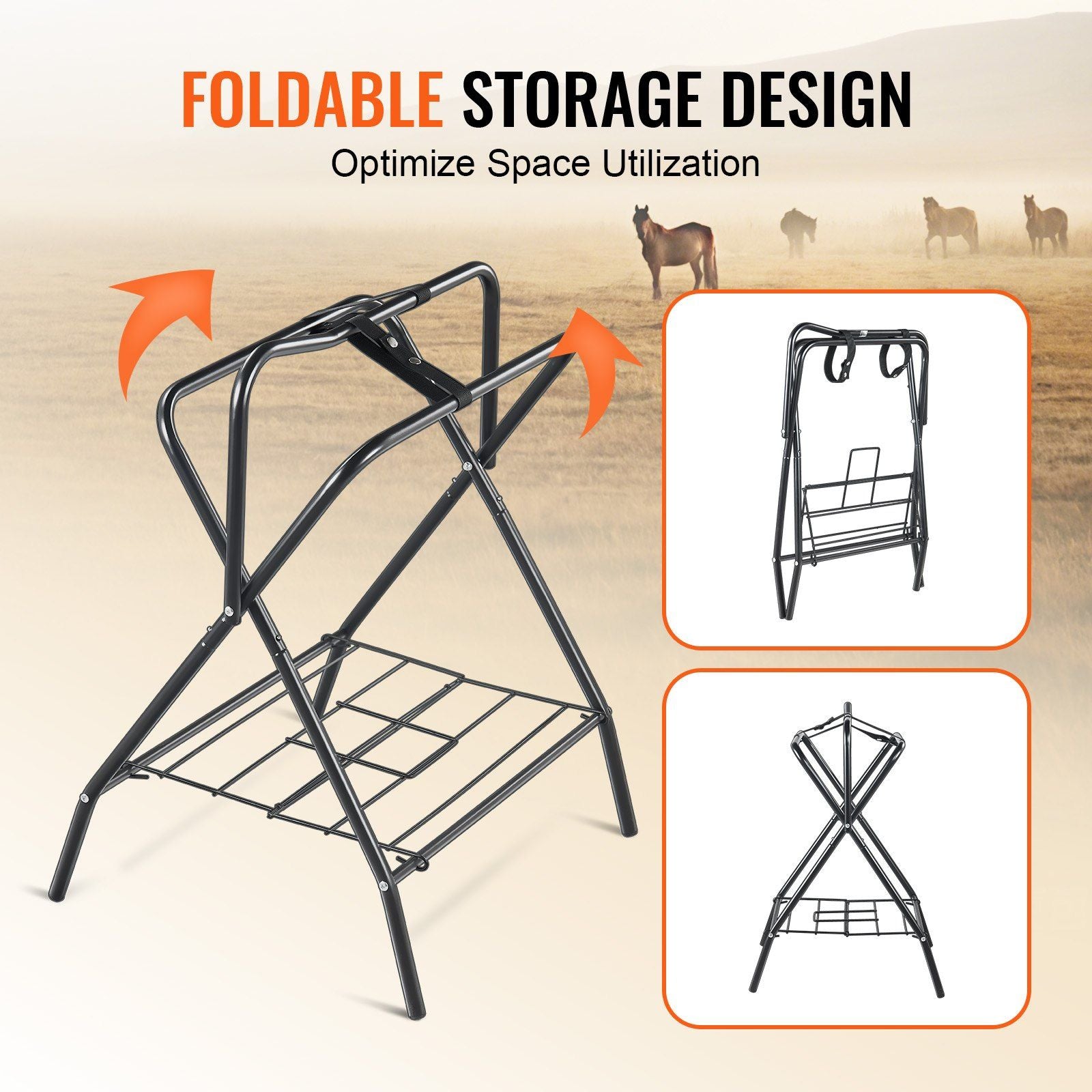 Folding Saddle Rack, 28 x 19 x 37.5 in, Freestanding Horse Saddle Stand, Portable Horse Blanket Holder, Heavy V952-MAJXXZDK2819D0WM3V0