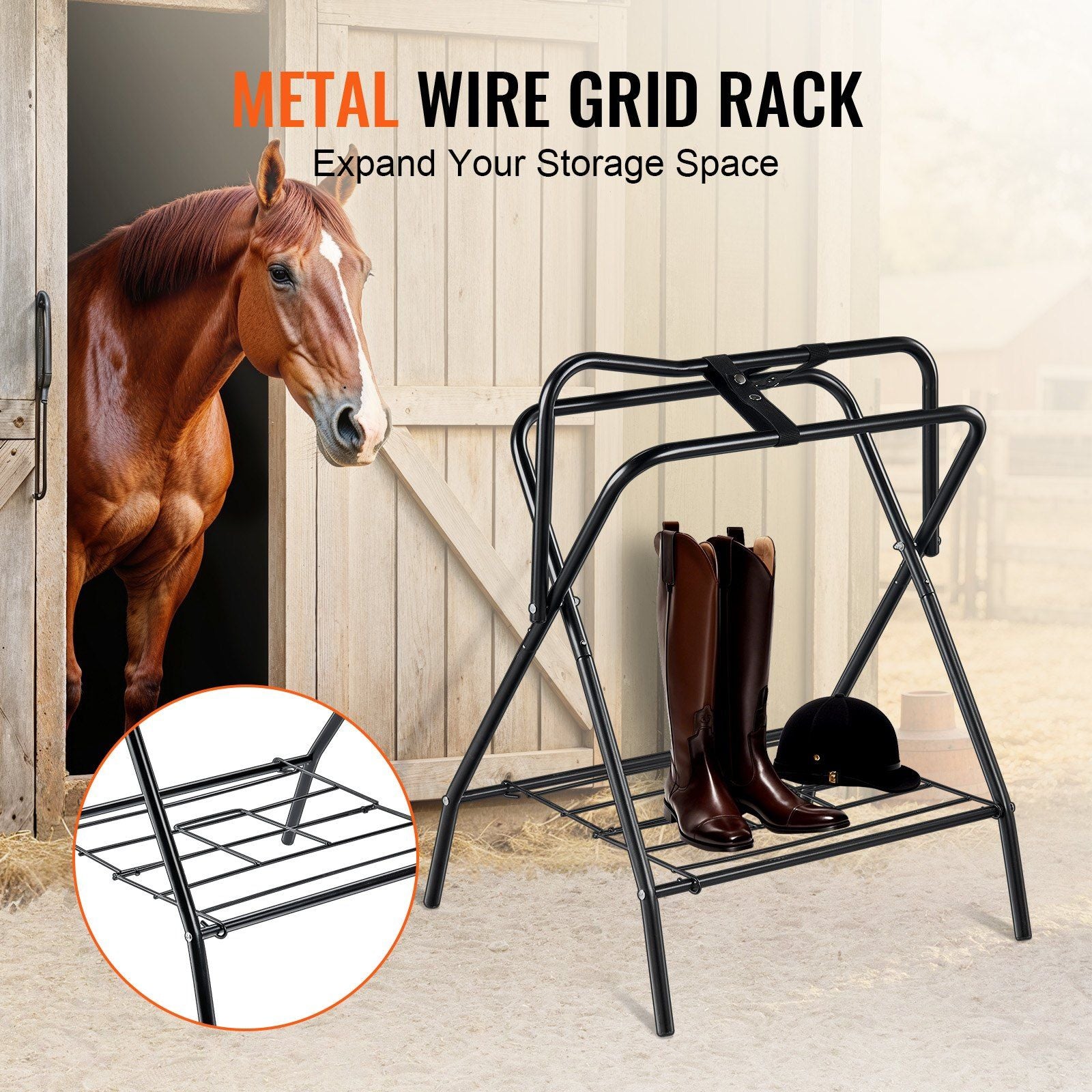 Folding Saddle Rack, 28 x 19 x 37.5 in, Freestanding Horse Saddle Stand, Portable Horse Blanket Holder, Heavy V952-MAJXXZDK2819D0WM3V0