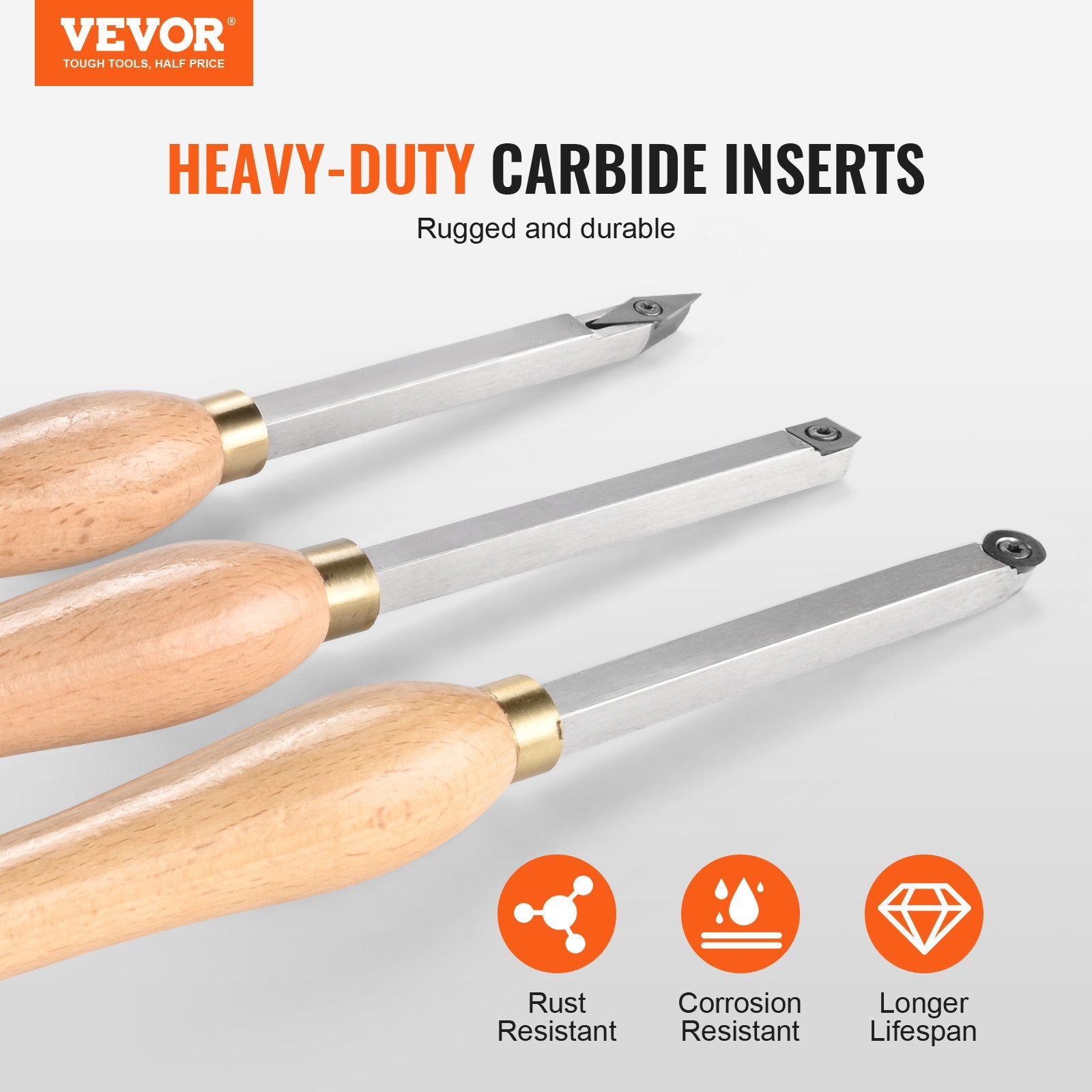 Wood Lathe Chisel Set, 3 PCS Woodworking Turning Tools, Includes Square, Round, Diamond Carbide Blades, 20 cm V952-MBMGCD3JYTSFY1V1VV0
