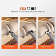 Wood Lathe Chisel Set, 3 PCS Woodworking Turning Tools, Includes Square, Round, Diamond Carbide Blades, 20 cm V952-MBMGCD3JYTSFY1V1VV0