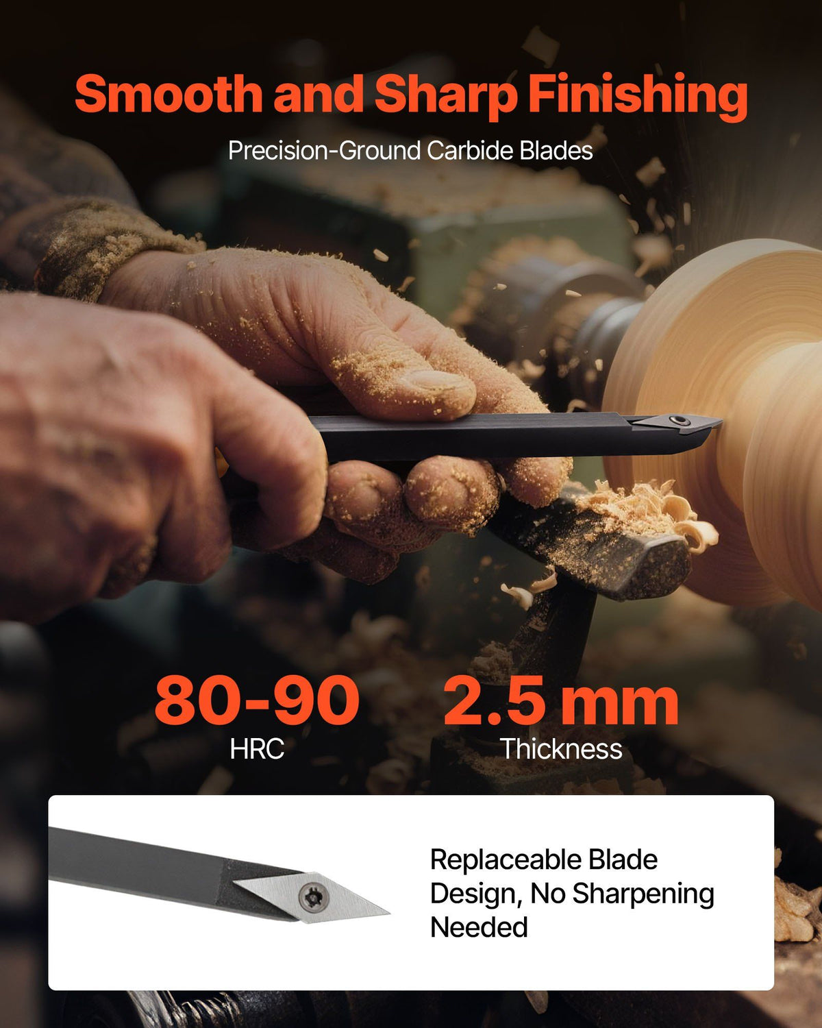 Wood Lathe Turning Tool Set, 4PCS, Lathe Roughing Finishing and Detailing Hollow Tool with Wooden Handle, V952-MBMGCDYTSYDPUN4IX001V0
