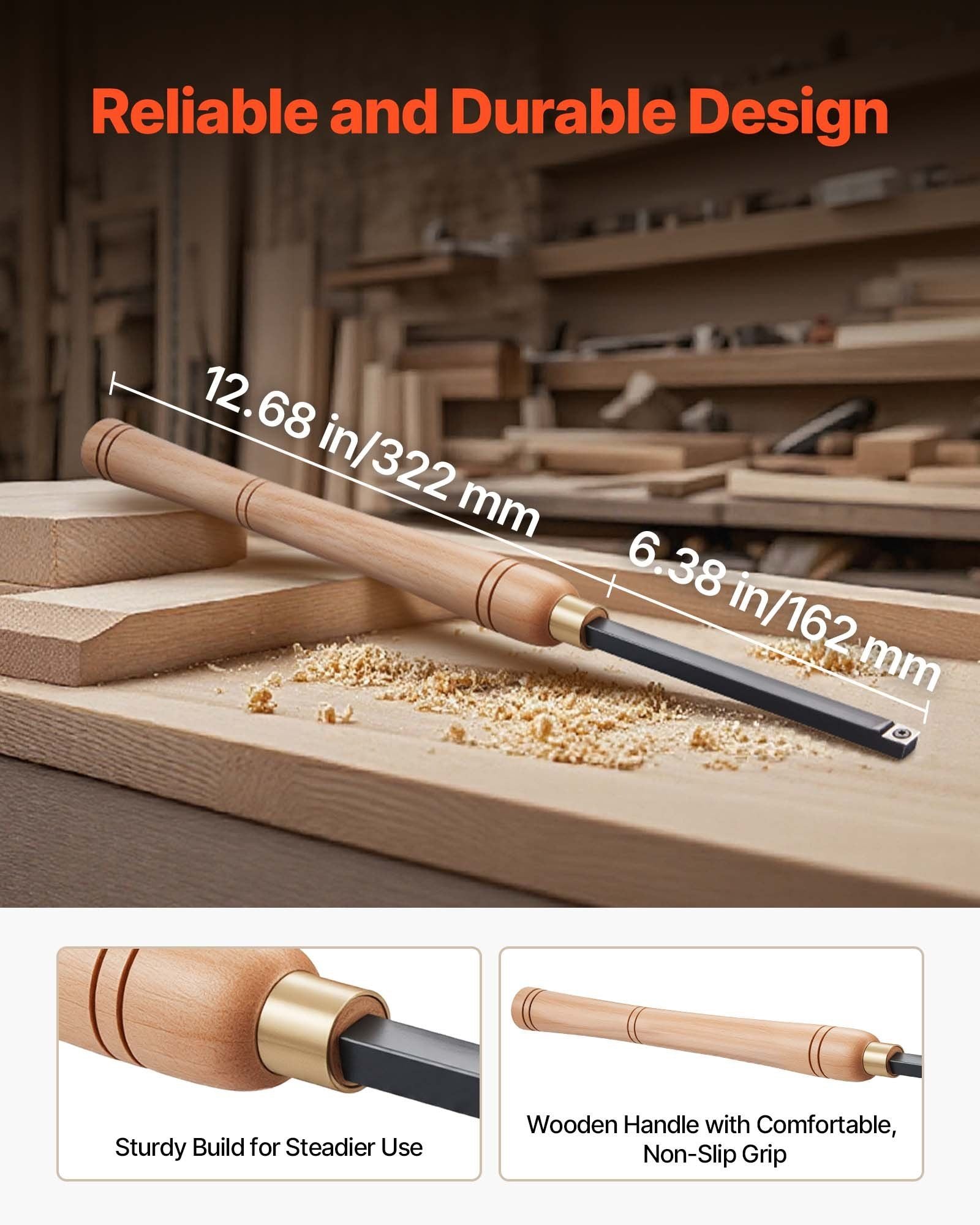 Wood Lathe Turning Tool Set, 4PCS, Lathe Roughing Finishing and Detailing Hollow Tool with Wooden Handle, V952-MBMGCDYTSYDPUN4IX001V0