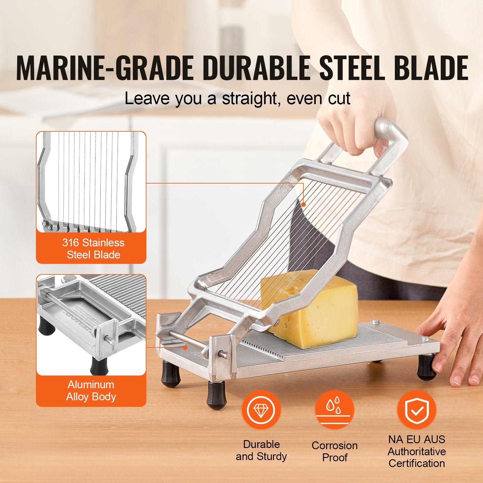 Cheese Cutter with Wire Cheeser Butter Cutting 0.39" & 0.78" Cheese Slicer V952-MBNLQPJBXGLHGDNRMV0