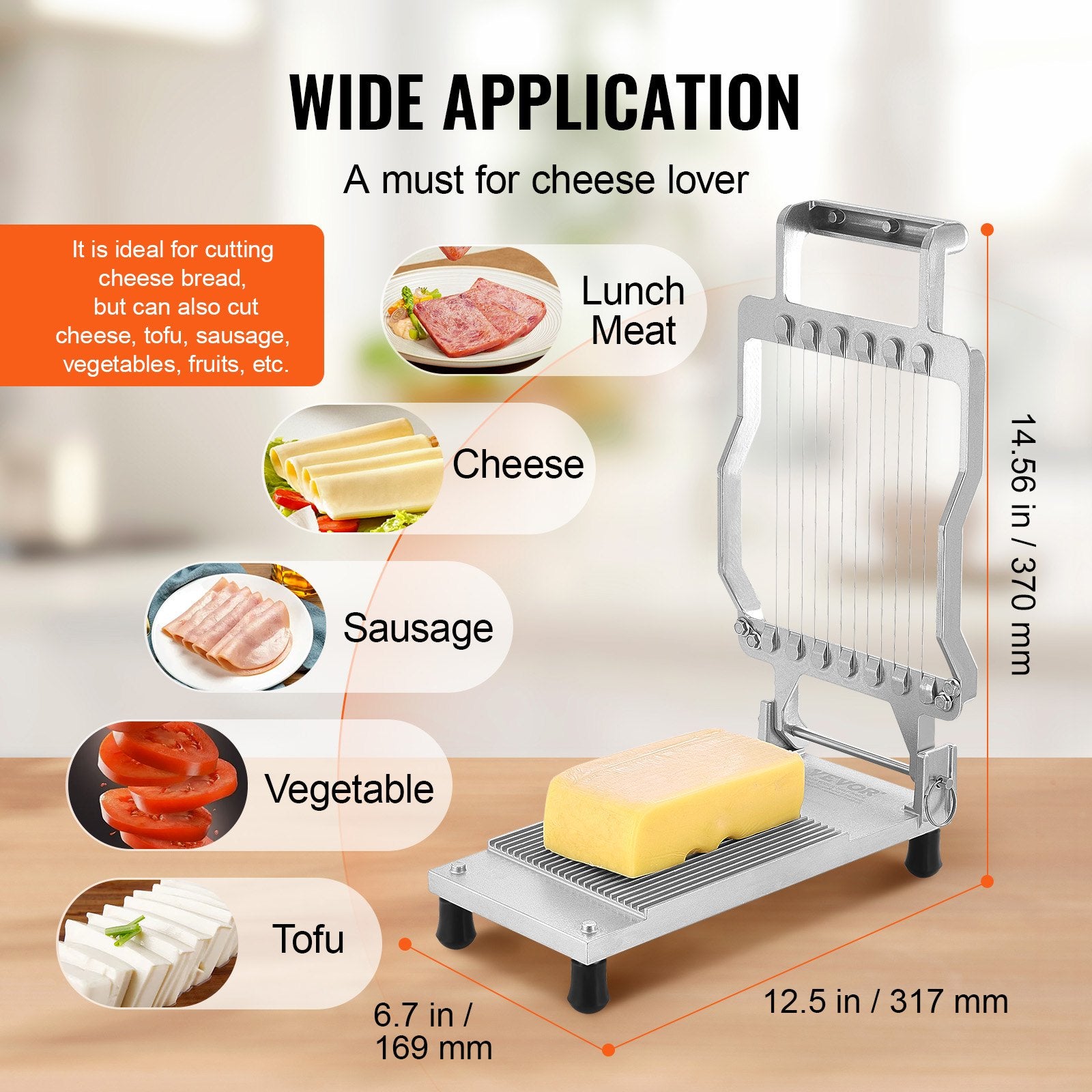 Cheese Cutter with Wire Cheeser Butter Cutting 0.39" & 0.78" Cheese Slicer V952-MBNLQPJBXGLHGDNRMV0