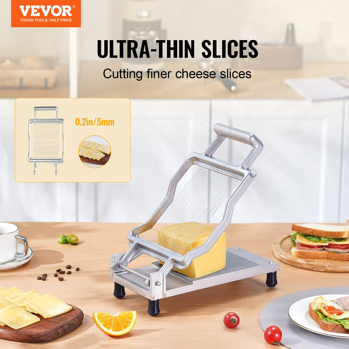 Cheese Cutter with Wire, 0.2" Ultra-Thin Cheeser Butter Cutting Blade, Detachable Cheese Slicer Wire, V952-MBNLQPJBXGLHS8682V0