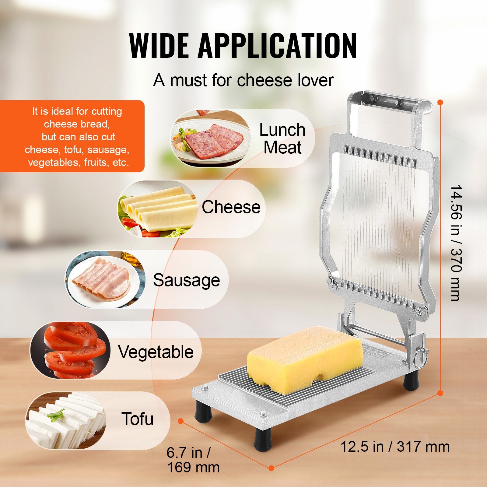 Cheese Cutter with Wire, 0.2" Ultra-Thin Cheeser Butter Cutting Blade, Detachable Cheese Slicer Wire, V952-MBNLQPJBXGLHS8682V0