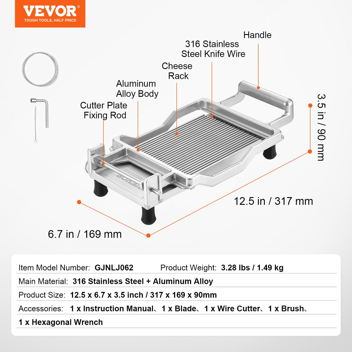 Cheese Cutter with Wire, 0.2" Ultra-Thin Cheeser Butter Cutting Blade, Detachable Cheese Slicer Wire, V952-MBNLQPJBXGLHS8682V0