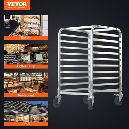 Bun Pan Rack, 10-Tier Commercial Bakery Racks with Brake Wheels, Aluminum Racking Trolley Storage for Half & V952-MBPJLZCCHC1058T4RV0