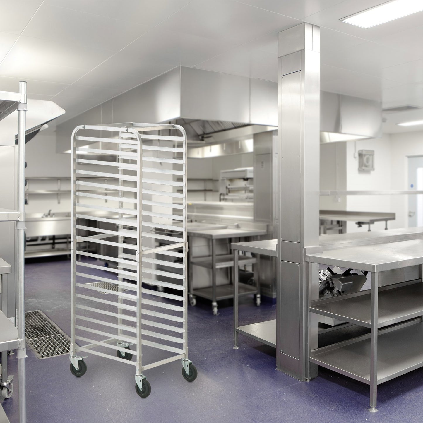 Bun Pan Rack, 20-Tier Commercial Bakery Racks with Brake Wheels, Aluminum Racking Trolley Storage for Half & V952-MBPJLZCCHC205PLL3V0