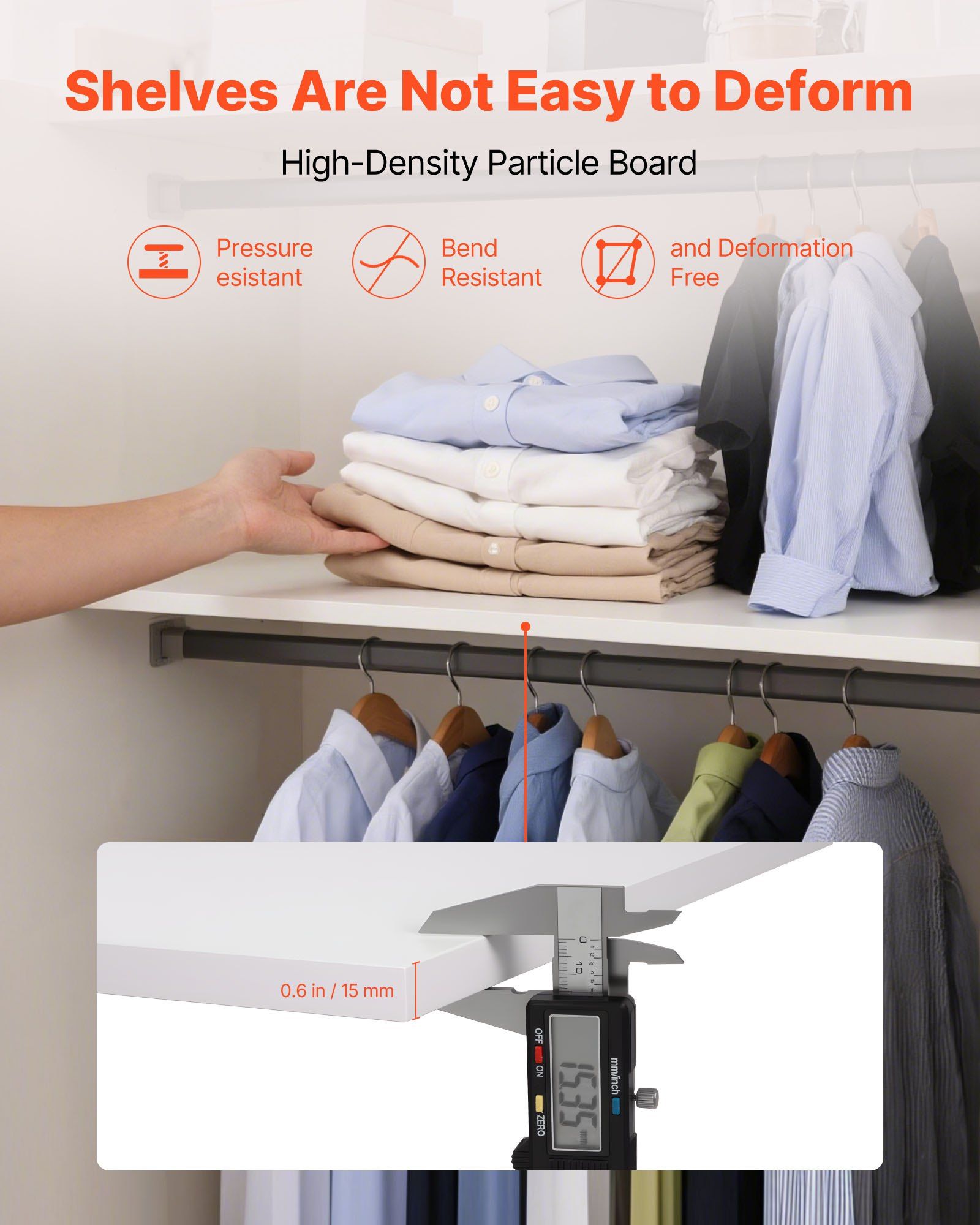 Melamine Shelves, 2 Piece, Wooden Cabinet Shelves Cut to Size for Closet System, Replacement Cabinet Shelf, V952-MCBXTDGB2PCSZH2LO001V0