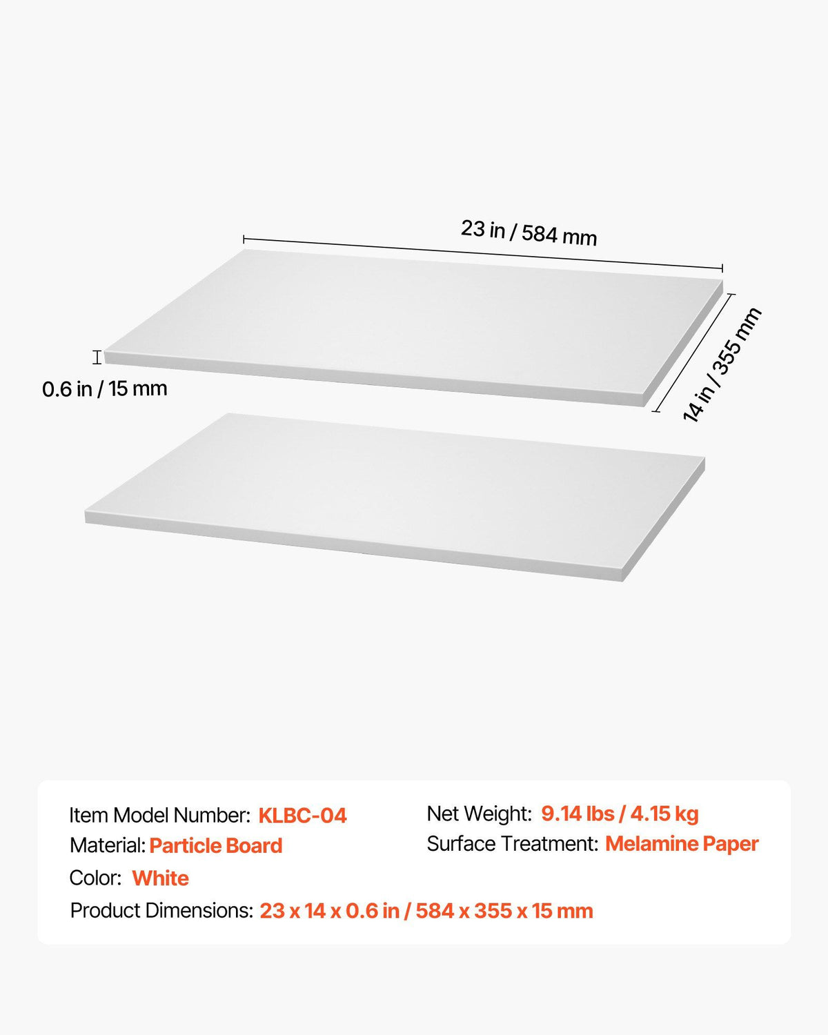 Melamine Shelves, 2 Piece, Wooden Cabinet Shelves Cut to Size for Closet System, Replacement Cabinet Shelf, V952-MCBXTDGB2PCSZH2LO001V0