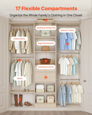 Closet System with 2 Drawers, Adjustable Height Wooden Closet Organizers, Modern Walk-in Wardrobe V952-MCBXTGBXTWDGFYZ1C001V0