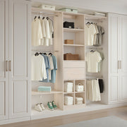 Closet System with 2 Drawers, Adjustable Height Wooden Closet Organizers, Modern Walk-in Wardrobe V952-MCBXTGBXTWDGFYZ1C001V0