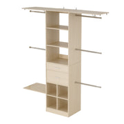 Closet System with 2 Drawers, Adjustable Height Wooden Closet Organizers, Modern Walk-in Wardrobe V952-MCBXTGBXTWDGFYZ1C001V0