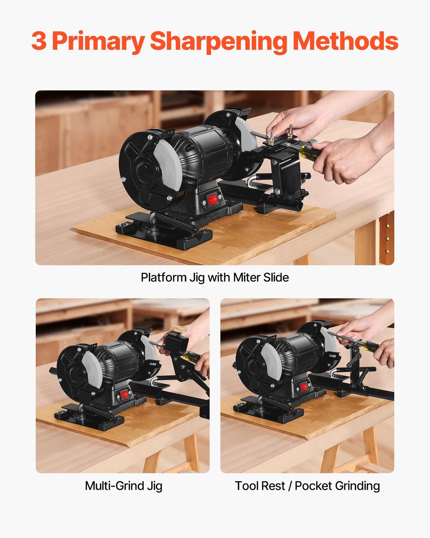 Pro Grind Sharpening System, Multi-Grind Sharpening Jig for 152mm & 203mm Bench Grinder - with Platform Jig, V952-MCTJJJ14JZ00RM0TW001V0