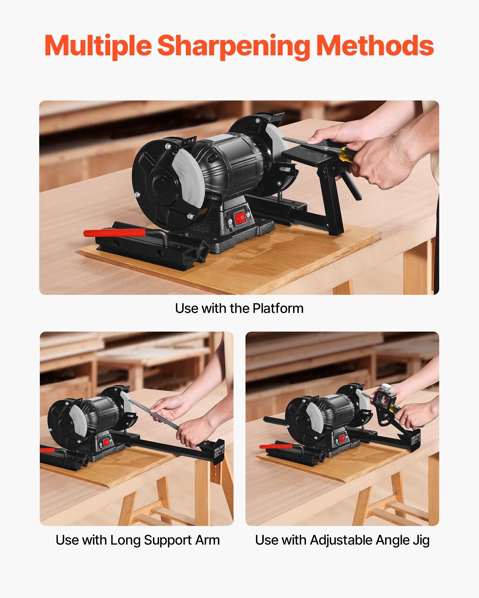 Multi-Grind Sharpening System, Vari-Grind Pro Sharpening Jig Kit for 6" & 8" Bench Grinders - with Platform, V952-MCTJJJ6JZ000MB0FT001V0