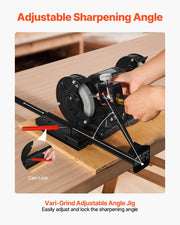 Multi-Grind Sharpening System, Vari-Grind Pro Sharpening Jig Kit for 6" & 8" Bench Grinders - with Platform, V952-MCTJJJ6JZ000MB0FT001V0