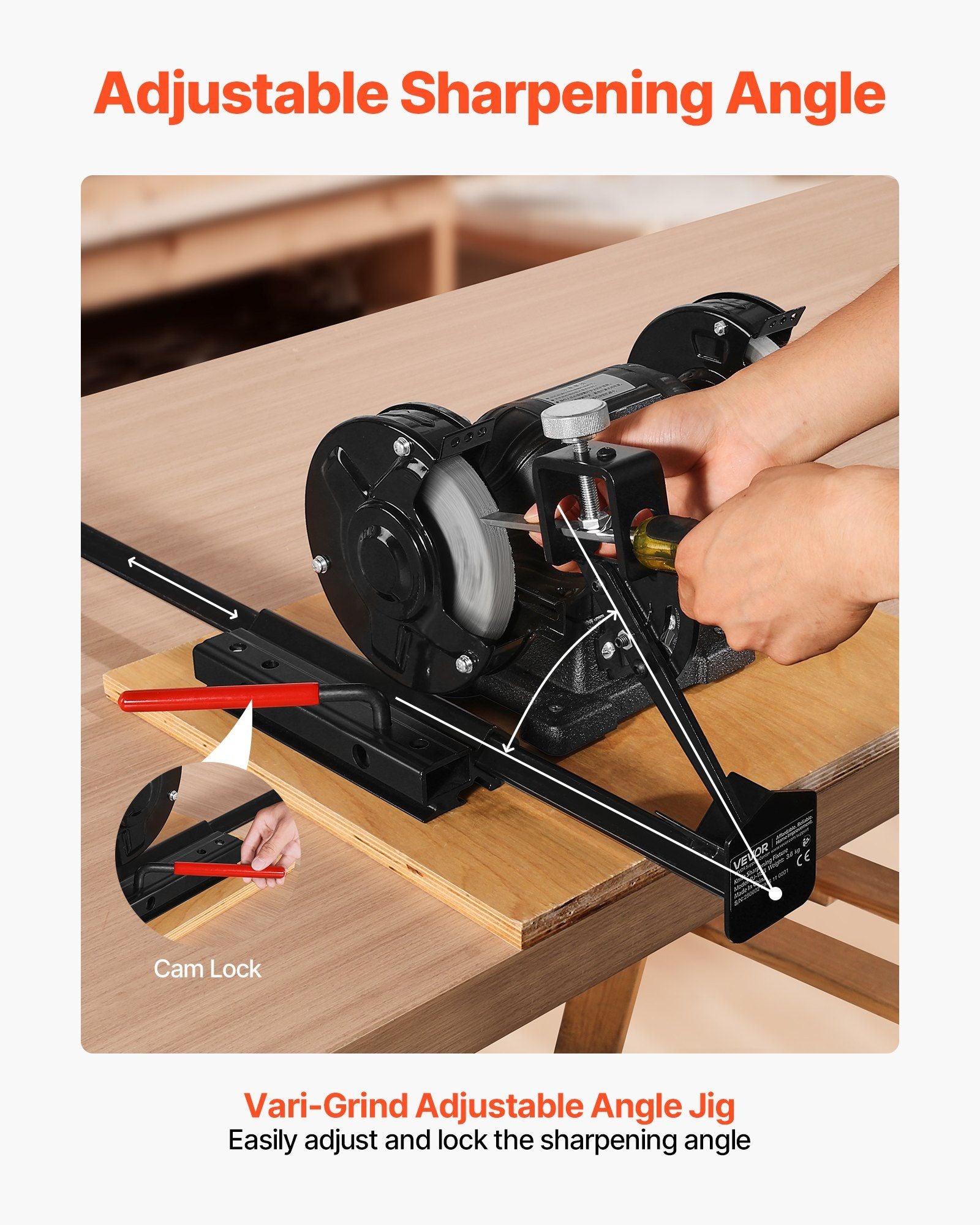Multi-Grind Sharpening System, Vari-Grind Pro Sharpening Jig Kit for 6" & 8" Bench Grinders - with Platform, V952-MCTJJJ6JZ000MB0FT001V0