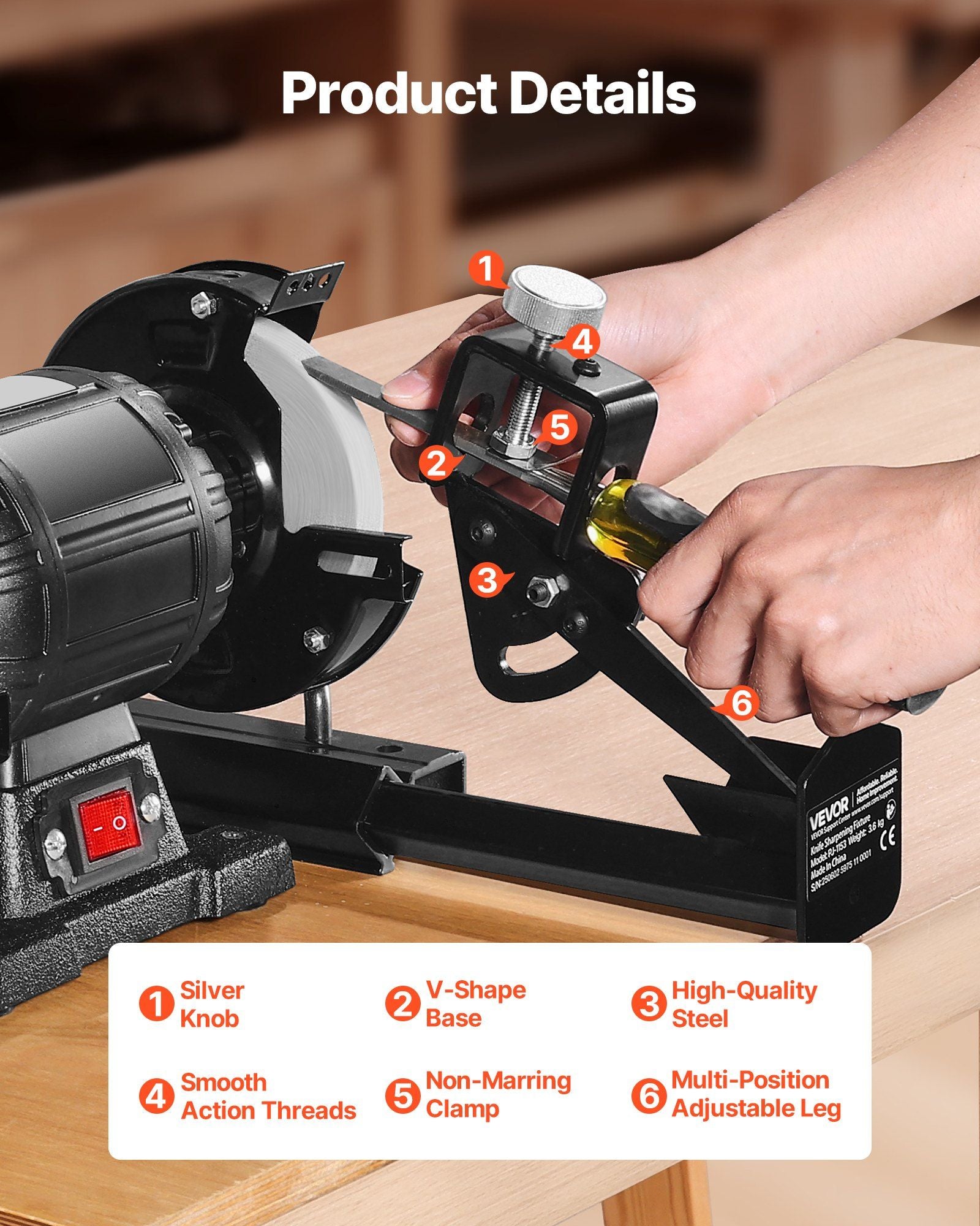 Multi-Grind Sharpening System, Vari-Grind Pro Sharpening Jig Kit for 6" & 8" Bench Grinders - with Platform, V952-MCTJJJ6JZ000MB0FT001V0