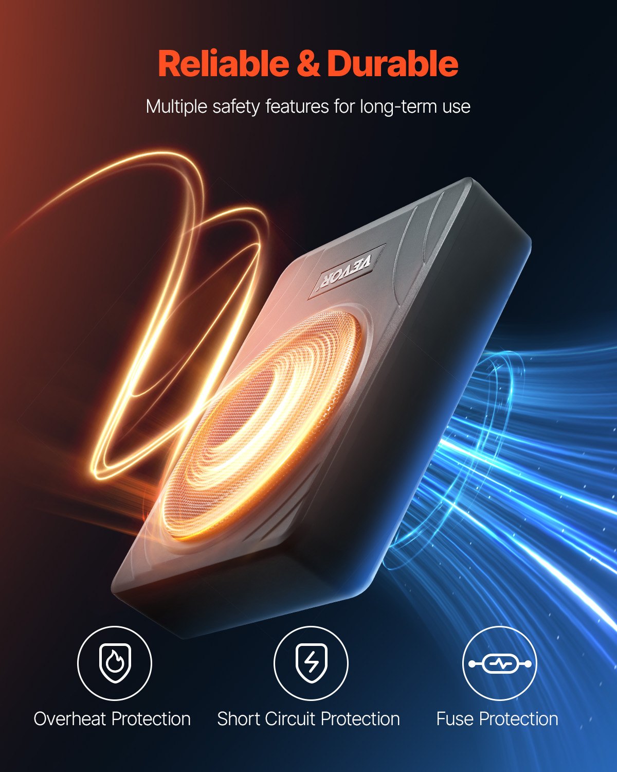 8" 300W Under Seat Car Subwoofer Slim Powered Car/Truck Subwoofer System V952-MCXAZQCZYXDY7QMYIV9