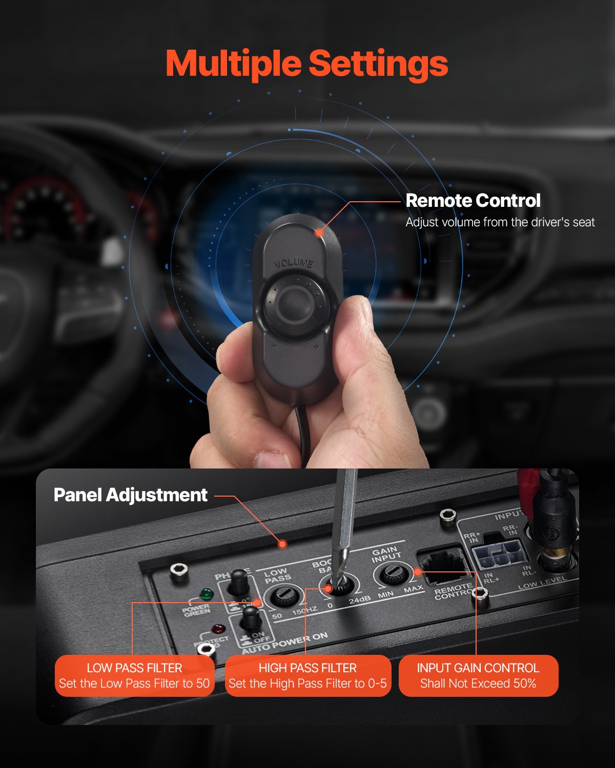 8" 300W Under Seat Car Subwoofer Slim Powered Car/Truck Subwoofer System V952-MCXAZQCZYXDY7QMYIV9