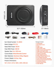 8" 300W Under Seat Car Subwoofer Slim Powered Car/Truck Subwoofer System V952-MCXAZQCZYXDY7QMYIV9
