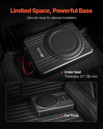 8" 400W Underseat Car Subwoofer, Slim Powered Car Subwoofers Under the Seat, Low Profile Audio Sub Built-in V952-MCXAZQCZYXDYQHTAXV9
