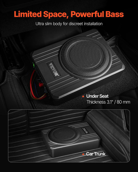 8" 400W Underseat Car Subwoofer, Slim Powered Car Subwoofers Under the Seat, Low Profile Audio Sub Built-in V952-MCXAZQCZYXDYQHTAXV9