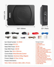 10" 240W Under Seat Car Subwoofer Slim Powered Car/Truck Subwoofer System V952-MCXAZQCZYXDYYKETPV9
