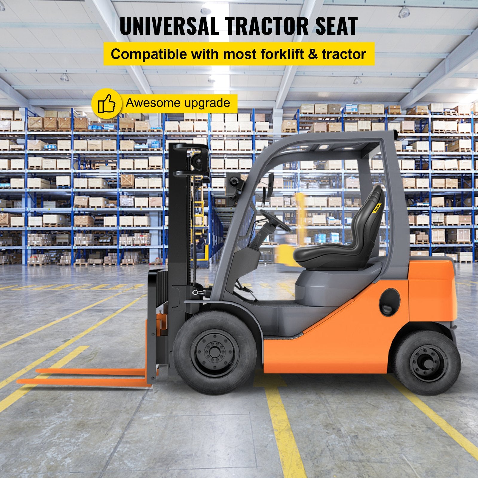 Tractor Seat High Back Mower Seat Black Vinyl Forklift Drain Hole Pair V952-MCYZH4T0DTYI2AENCV0