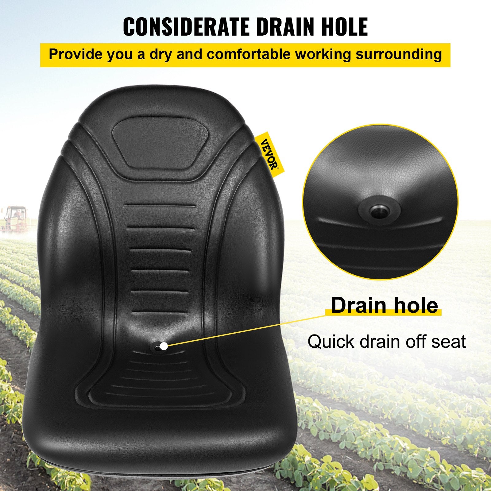 Tractor Seat High Back Mower Seat Black Vinyl Forklift Drain Hole Pair V952-MCYZH4T0DTYI2AENCV0