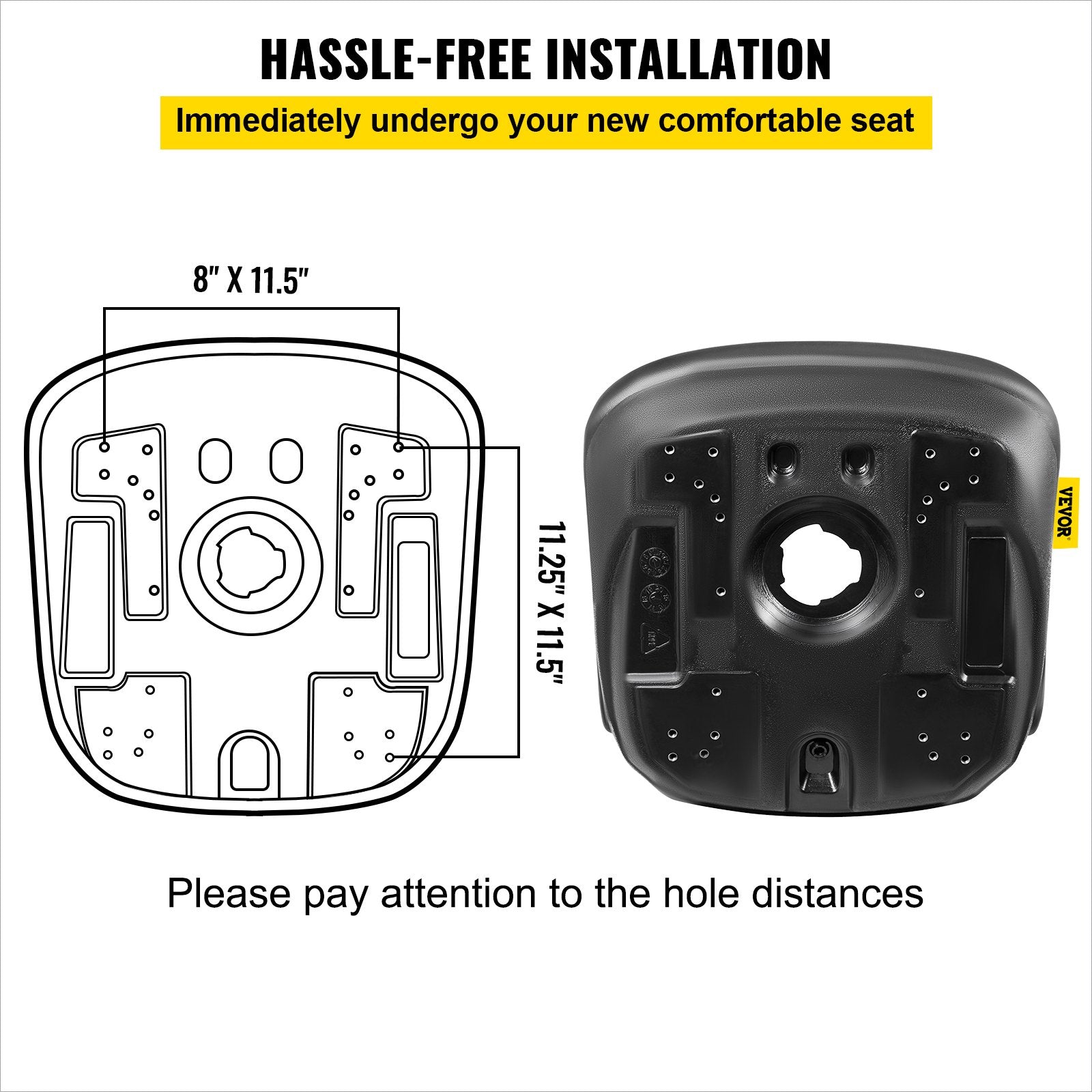 Tractor Seat High Back Mower Seat Black Vinyl Forklift Drain Hole Pair V952-MCYZH4T0DTYI2AENCV0